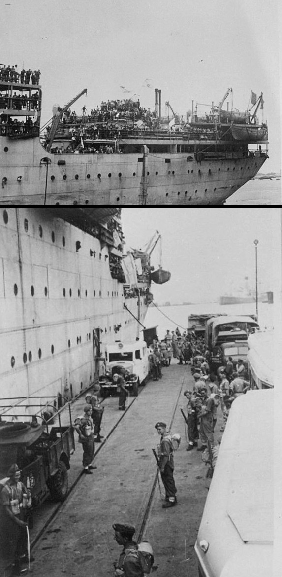האוניה הצרפתית צ'מפוליון מגיעה לחיפה באפריל 1946